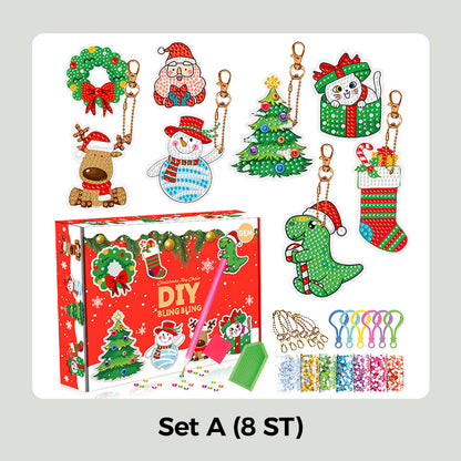 Julnummererad Diamantmålning DIY Nyckelring Set🎄Julklappar för Barn🎅