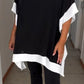 Kontrastfärgad patchwork casual topp
