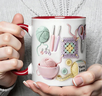 🔥SISTA DAGEN – 50 % RABATT!!🏆Blixtrea⚡ Över 50 000 sålda! Nästan slut💥Mugg med motivet ”Yarn Love”, en present till hantverkare och kreativa själar