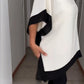 Kontrastfärgad patchwork casual topp