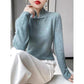 Vinter halv turtleneck retro tröja med spänne stickad tröja Köp 2 gratis frakt