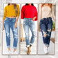 Tummy Cinching Faux Ripped Boyfriend Style Jeans (Köp 2 gratis frakt)