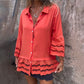 Sista timmen-rea - 49% rabatt Mellanärmad skjorta med ihålig patchworkdesign