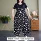 Avslappnad och lös tvådelad uppsättning - jumpsuit med fickor och enfärgad t-shirt