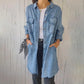 Kampanj - 49% rabatt - Faux Denim Bekväm lång kappa Skjorta