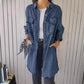Kampanj - 49% rabatt - Faux Denim Bekväm lång kappa Skjorta