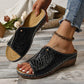 Köp 2 och få fri frakt Peep Toe Slip on Wedge Sandaler för kvinnor
