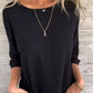 T-shirt med rund hals, 3/4-ärm för kvinnor