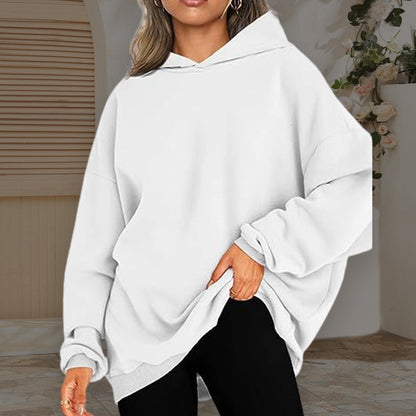 Fleece sweatshirt med överdimensionerad huva för kvinnor Långärmad fritidskläder