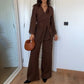 【Produkter med fri frakt】Dams Kimono-Stil Korsa Topp & Avslappnade Byxor Set