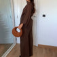 【Produkter med fri frakt】Dams Kimono-Stil Korsa Topp & Avslappnade Byxor Set