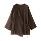 【Produkter med fri frakt】Dams Kimono-Stil Korsa Topp & Avslappnade Byxor Set