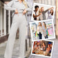 Kvinnors 2-delade Set V-ringad Stickad Topp & Avslappnade Byxor