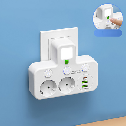 🔌 50% RABATT! ⚡ Smart Grenuttag med USB – Överbelastningsskydd, USB-C Laddning & Barnsäker Skydd 🔒