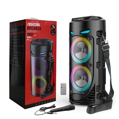 🎤 50% RABATT! 🔥 Bärbar Bluetooth-högtalare med trådbunden mikrofon – Kraftfullt ljud & bärhandtag – Perfekt för karaoke, fester eller utomhusbruk – inkluderar 6,35mm mikrofoningång 🎶✨